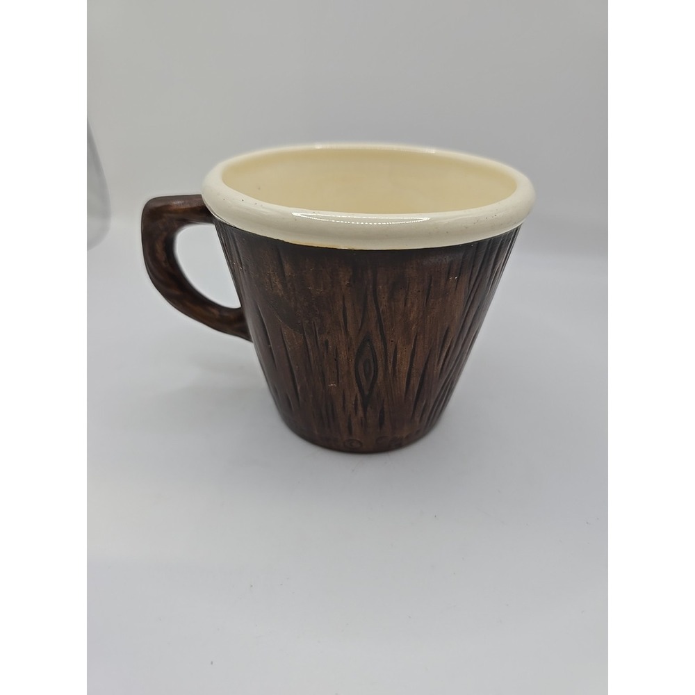 Vintag Treasure Craft Coffee Ceramic Mug With Wood Bark Design And Pear Fruit - Picture 2 of 7
